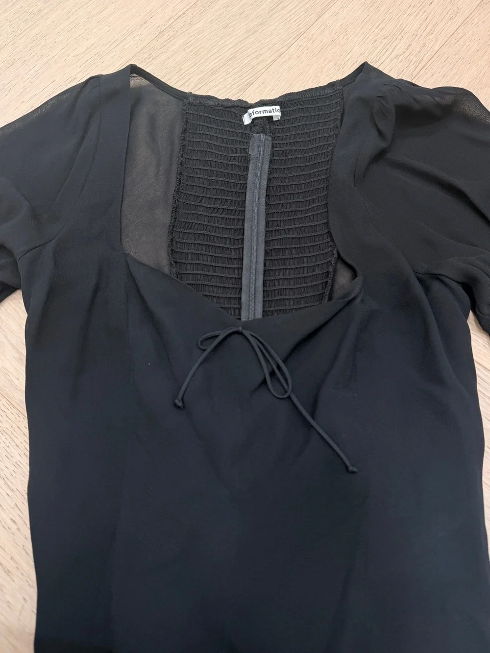 Reformation Black Puff Sleeve Top
